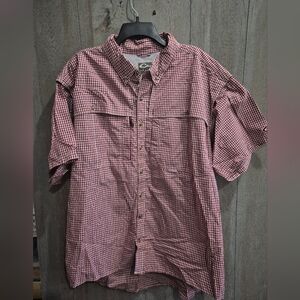 Drake Waterfowl Vented Back Men's Shirt  Red & White Button Up (Size 2X)
